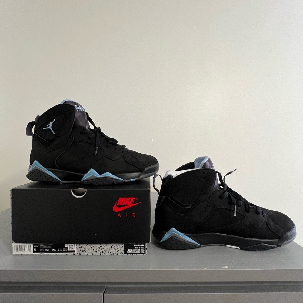 Men's Jordan 7 Retro Black/Chambray-Lt Graphite Size 11 in Men (CU9307 004)